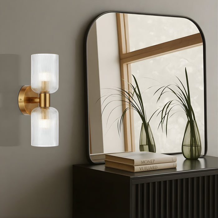Lifestyle Telbix Riven 2 Wall Light Antique Gold Clear  RIVENWB2-AGCL - The Blue Space