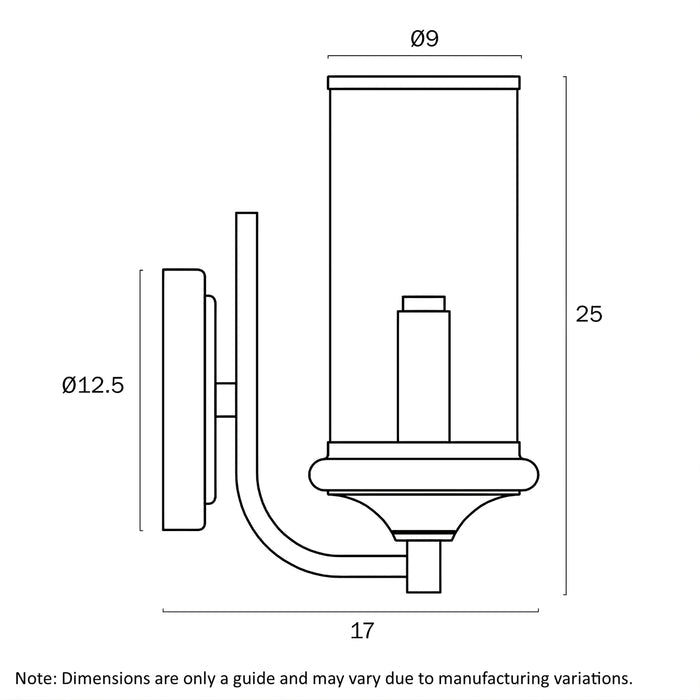 Line Drawing Telbix Vellden Wall Light Copper  VELDENWB-CP - The Blue Space
