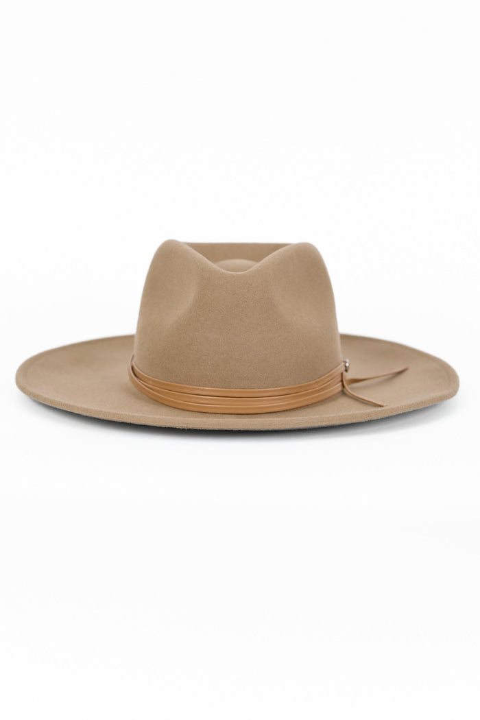Tessa Taupe Stacked Trim Panama Adjustable Wool Hat