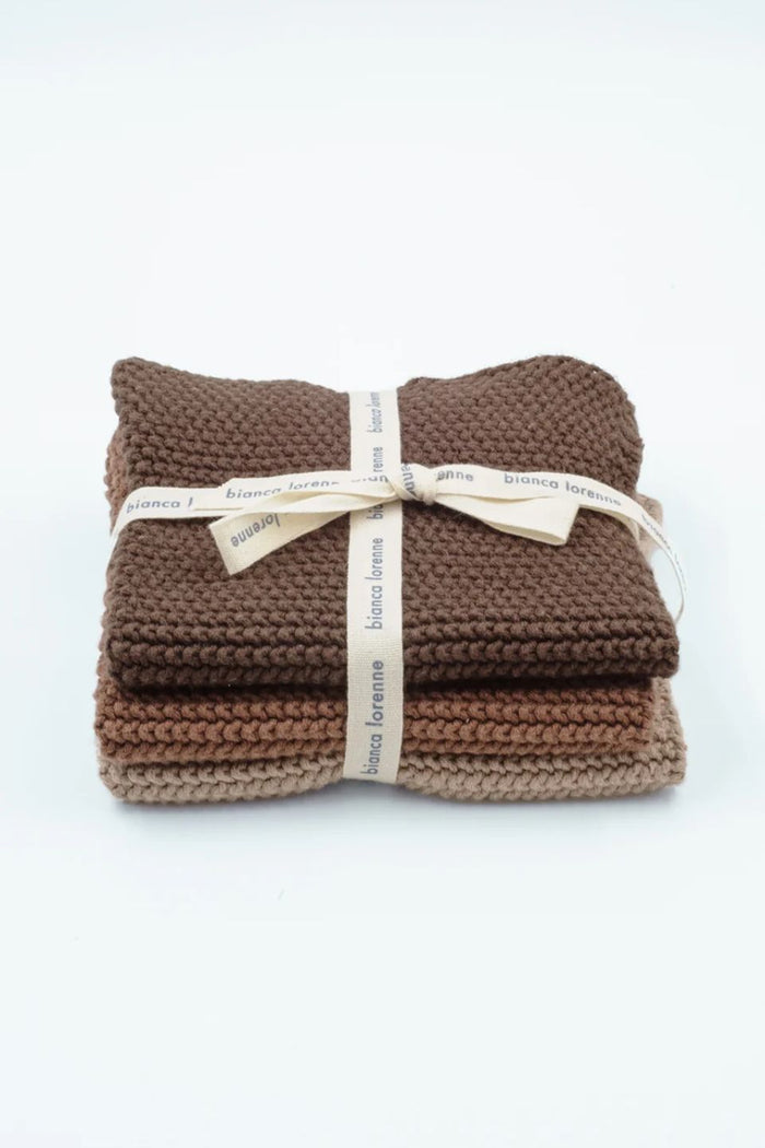 Textured Lavette Set of 3 Chocolate Wash Cloths