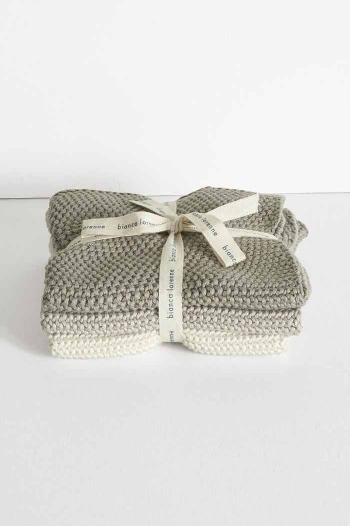 Textured Lavette Taupe Wash Cloths Set of 3 HW Beauty - Skincare, Bodycare, Hair, Nail, Makeup Bianca Lorenne