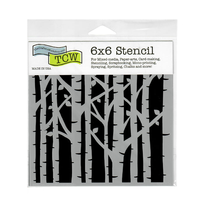The Crafter's Workshop Stencil 6" x 6" - Birch Trees