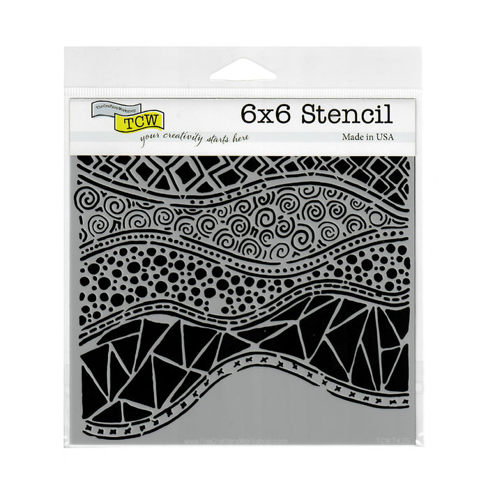 The Crafter's Workshop Stencil 6" x 6" - Crazy Waves