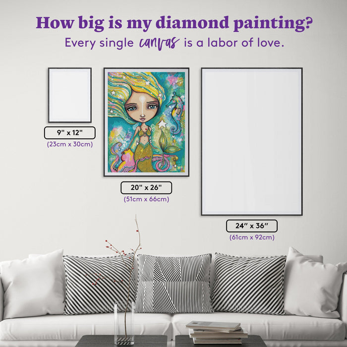 Diamond Painting The Little Empowered Mermaid 20" x 26" (51cm x 66cm) / Square with 60 Colors including 5 ABs / 54,060