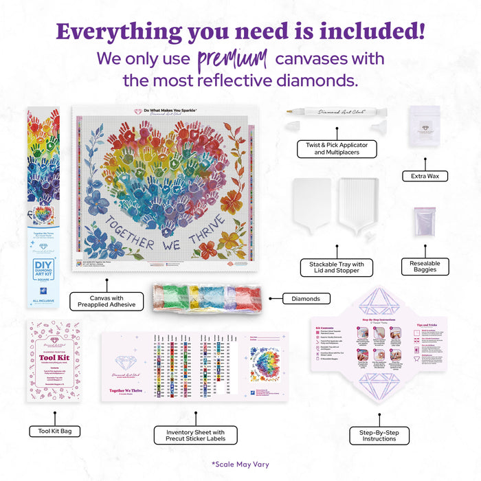 Diamond Painting Together We Thrive 25" x 22" (63.7cm x 55.8cm) / Square with 80 Colors including 2 ABs and 1 Electro Diamond and 3 Fairy Dust Diamonds / 57,344