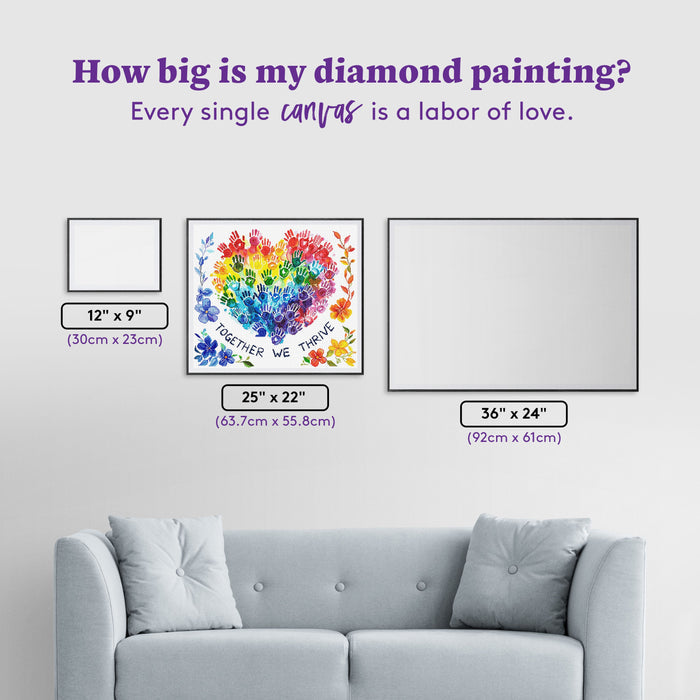 Diamond Painting Together We Thrive 25" x 22" (63.7cm x 55.8cm) / Square with 80 Colors including 2 ABs and 1 Electro Diamond and 3 Fairy Dust Diamonds / 57,344