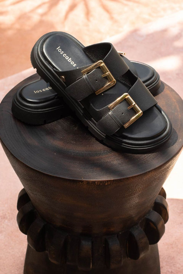 Toledo Black Double Buckle Slide