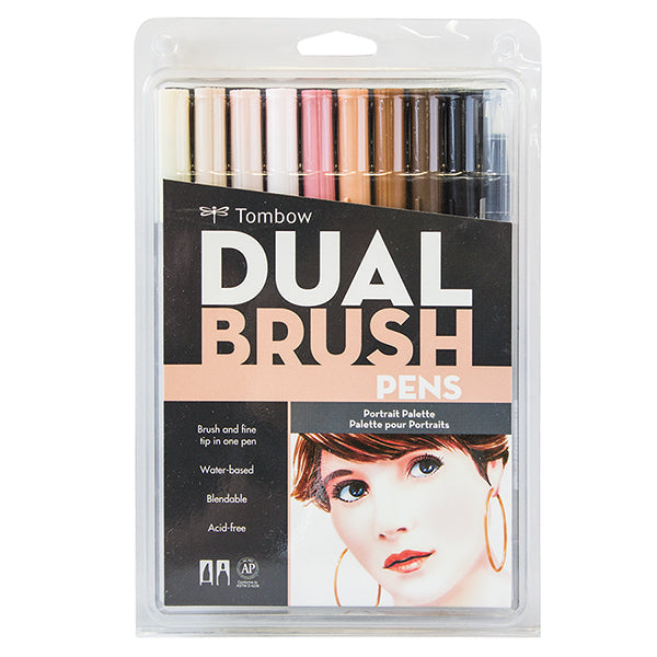 Tombow Dual Brush Pen Set of 10 - Portrait Palette