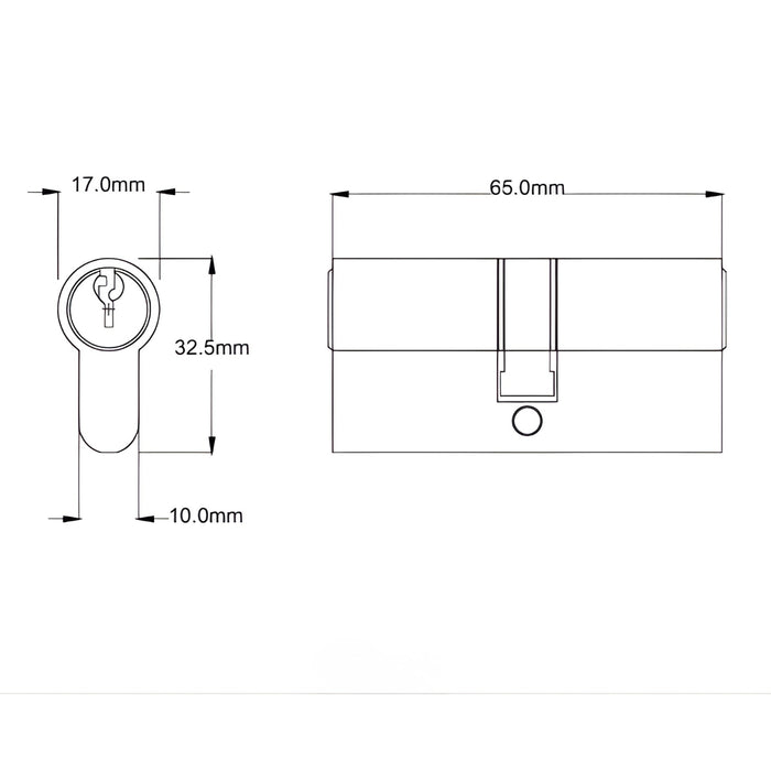 Key Hole TradCo Milton Door Knob Long Backplate Entrance Set with High Security Lock Satin Chrome 0736KENTREURO57KK - The Blue Space