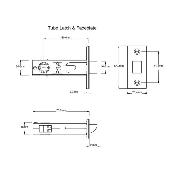 Tube Latch TradCo Milton Door Knob Long Backplate Passage Set Antique Brass 0724KPASS60 - The Blue Space