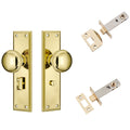 TradCo Milton Door Knob Long Backplate Privacy Set Polished Brass 0720KPRIV60 - The Blue Space