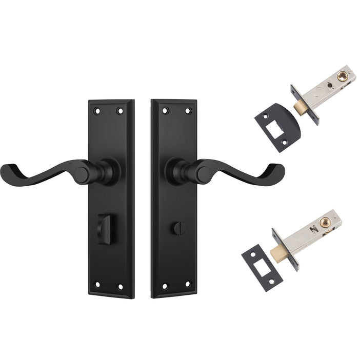 TradCo Milton Lever Long Backplate Privacy Set Matte Black 9610KPRIV60 - The Blue Space