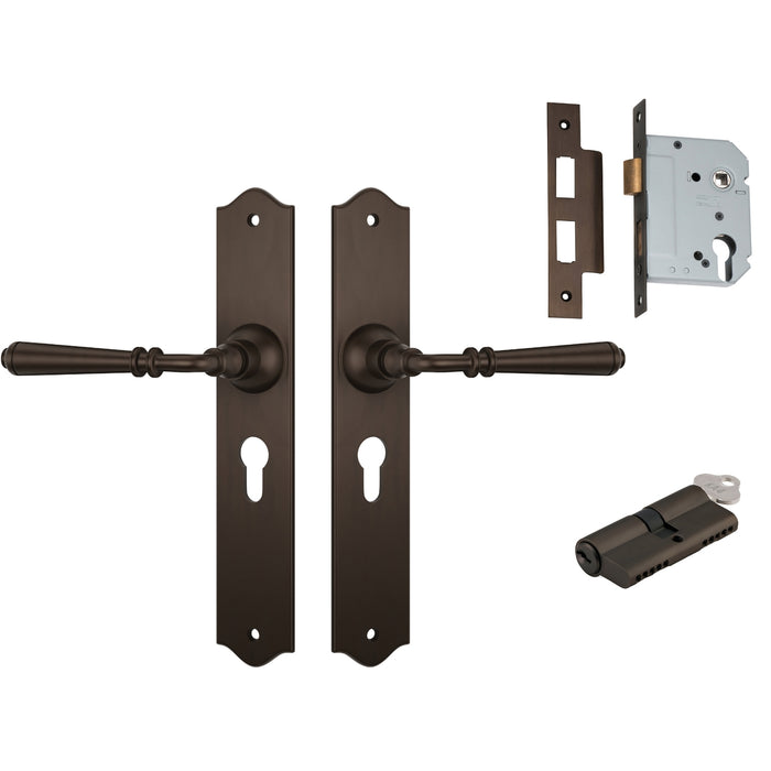 TradCo Reims Lever Long Backplate Entrance Set with High Security Lock Antique Brass 0774KENTREURO57KK - The Blue Space