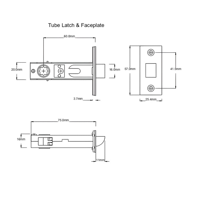 Tube Latch TradCo Reims Lever Long Backplate Passage Set Chrome Plated 0777KPASS60 - The Blue Space