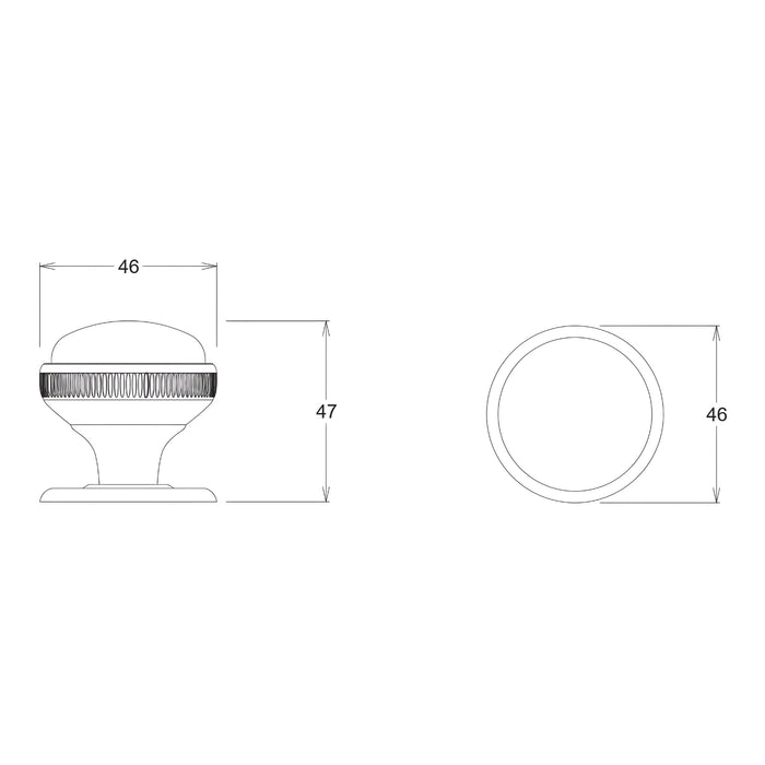 Line Drawing TradCo Rim Lock and Milled Edge Knob Passage Set Matte Black Polished Brass 1021-2013SET - The Blue Space