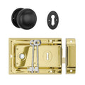 TradCo Rim Lock and Milled Edge Knob Passage Set Matte Black Polished Brass 0928-2002SET - The Blue Space