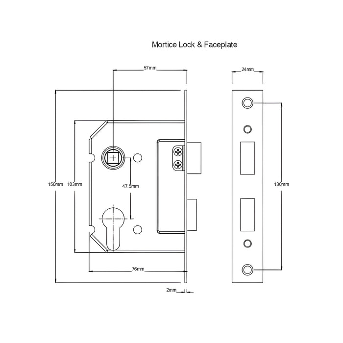Mortice Lock TradCo Victorian Lever Long Backplate Entrance Set with High Security Lock Matte Black 1930KENTREURO57KK - The Blue Space
