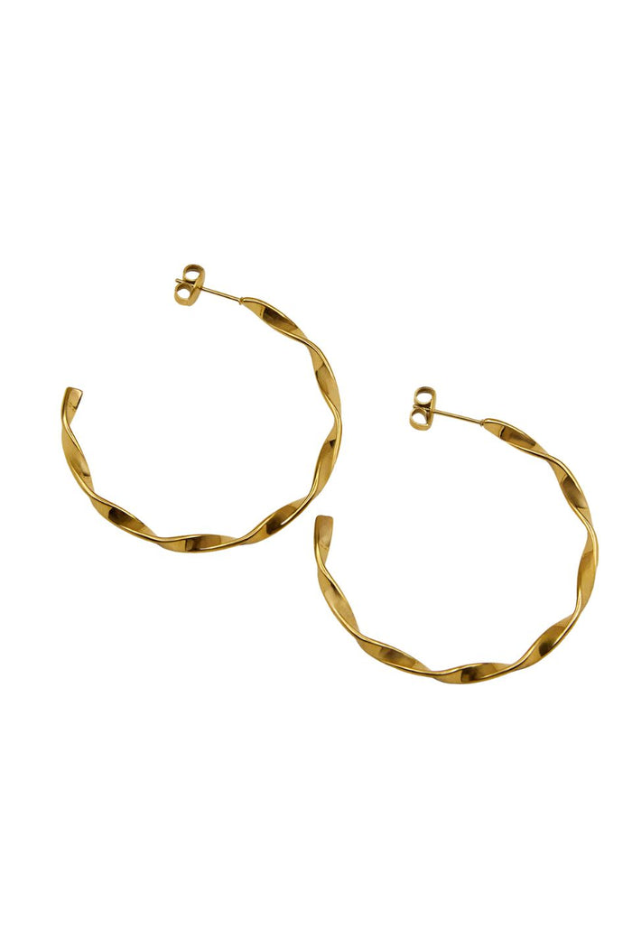 Twister Gold Large Hoop Earrings