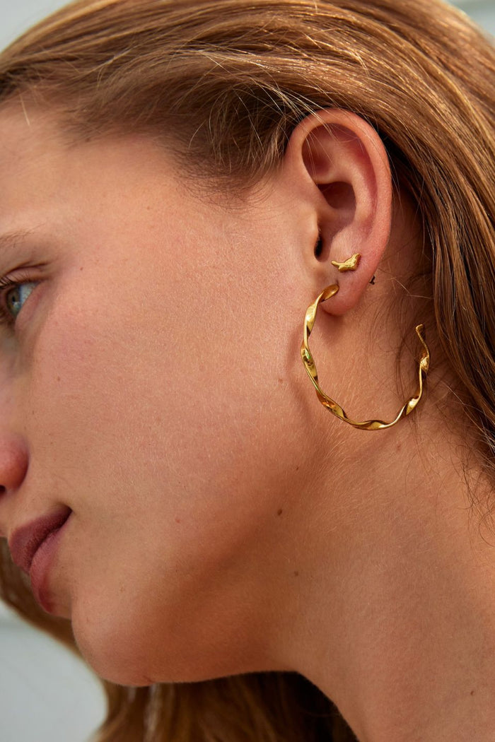 Twister Gold Large Hoop Earrings