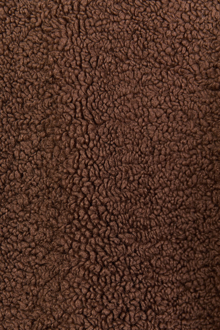 Untold Chocolate Contrast Detail Quarter Zip Sherpa Sweatshirt