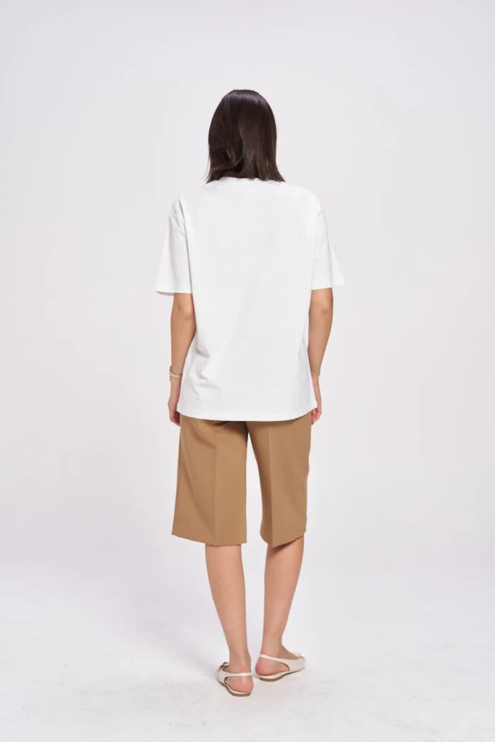 Valencia White Citrus Print Oversized Tee