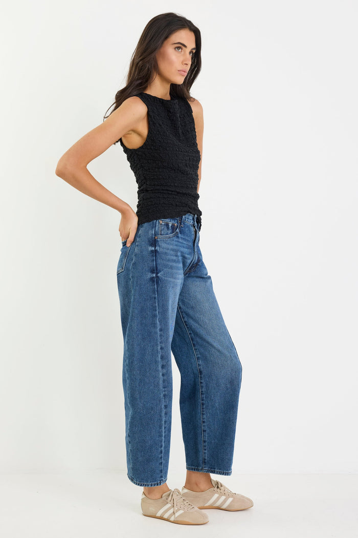 Varsity Deep Blue Forward Seam Barrel Jeans