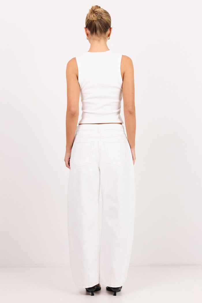 Varsity Ivory Forward Seam Barrel Jeans