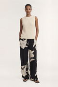 Veda Black Cream Floral Relaxed Pant