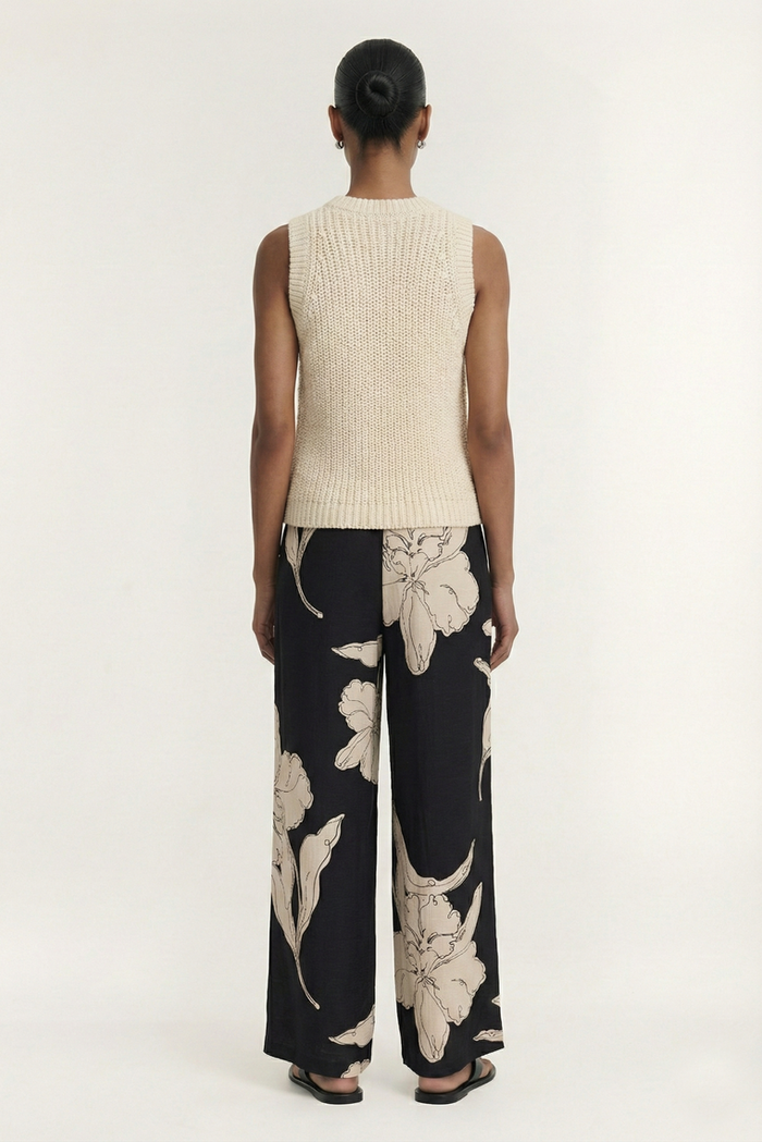Veda Black Cream Floral Relaxed Pant