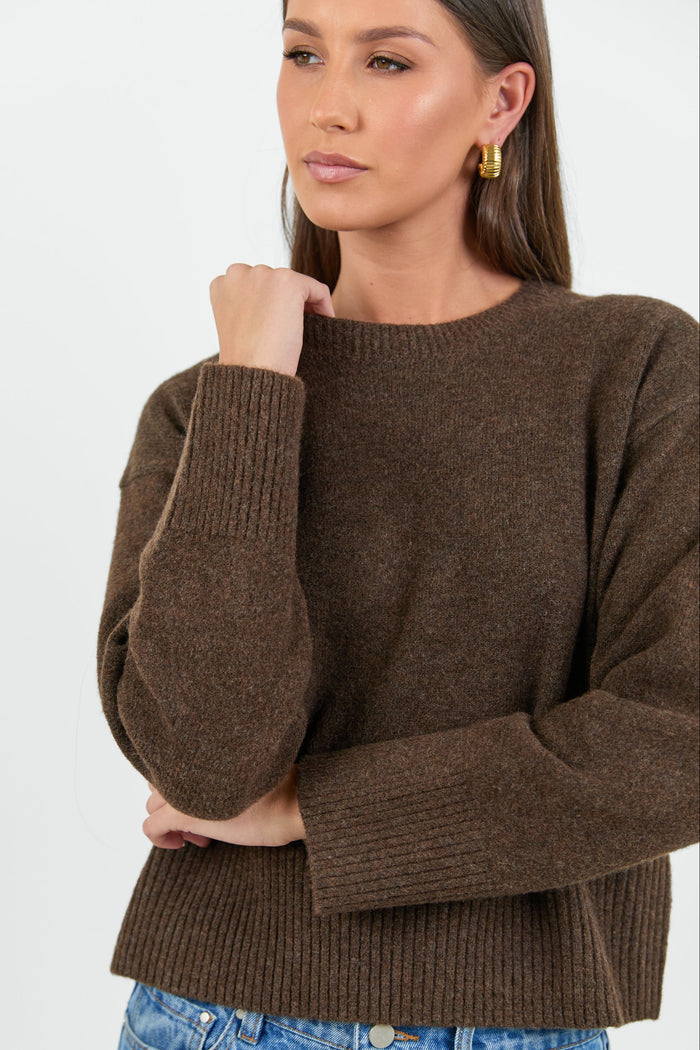 Veracious Chocolate Crewneck Relaxed Jumper
