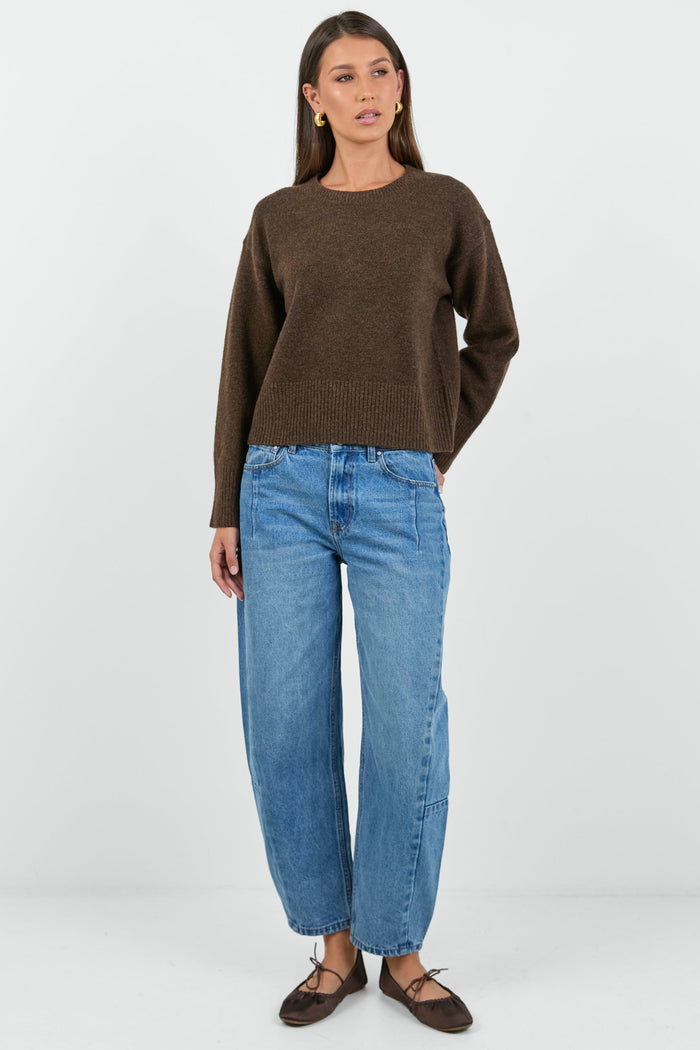 Veracious Chocolate Crewneck Relaxed Jumper