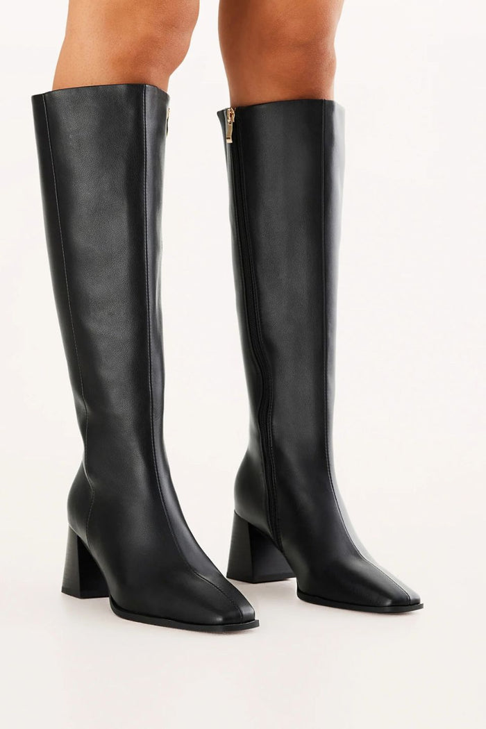 Verneta Black Knee High Mid Heel Boot