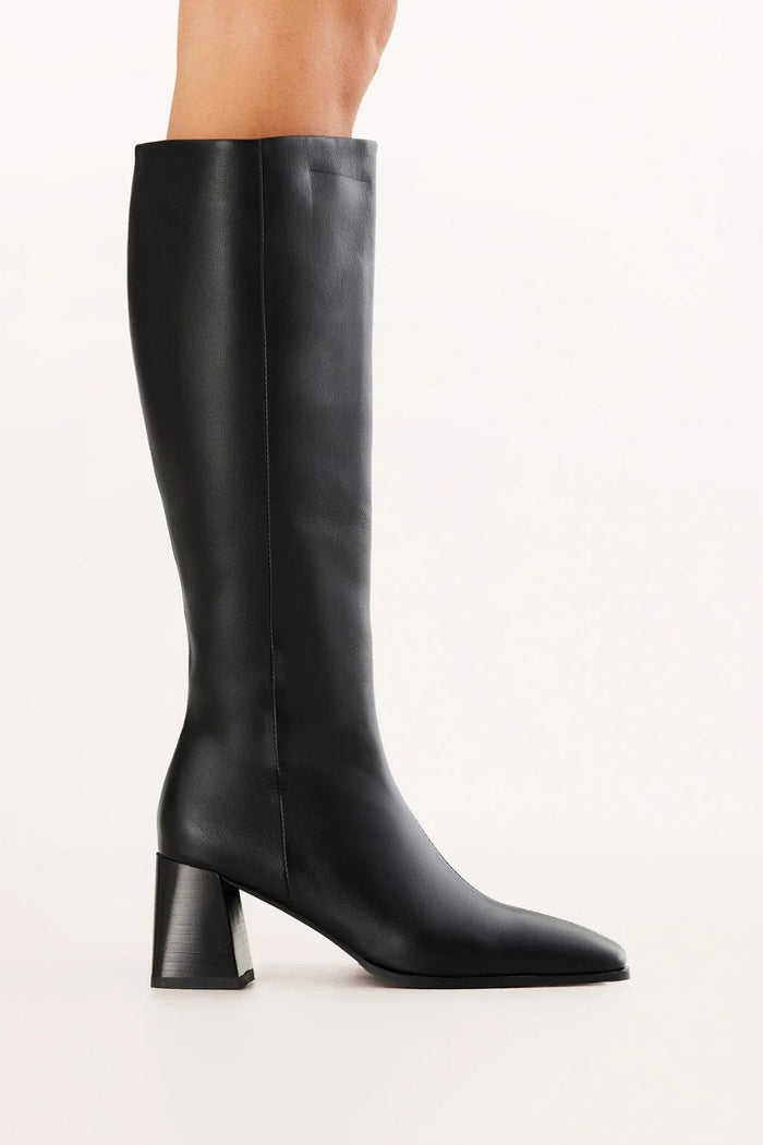 Verneta Black Knee High Mid Heel Boot