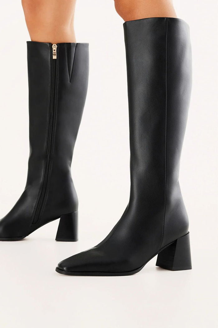 Verneta Black Knee High Mid Heel Boot