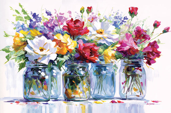 Diamond Painting Vibrant Floral Impressions 33" x 22" (83.7cm x 55.6cm) / Round with 70 Colors including 4 ABs and 2 Fairy Dust Diamonds / 61,408