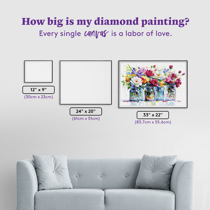 Diamond Painting Vibrant Floral Impressions 33" x 22" (83.7cm x 55.6cm) / Round with 70 Colors including 4 ABs and 2 Fairy Dust Diamonds / 61,408
