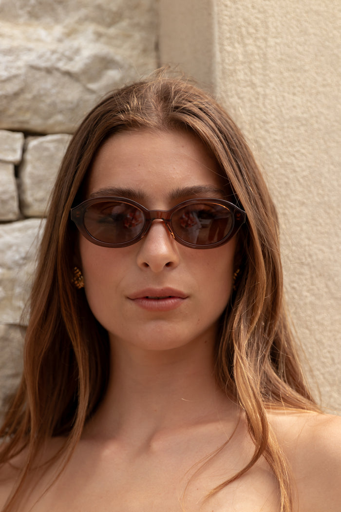Vienna Espresso Oval Sunglasses