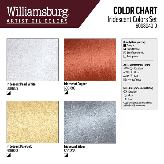 Williamsburg Oils - Iridescent Colors Set of 4 x 37ml - Clearance