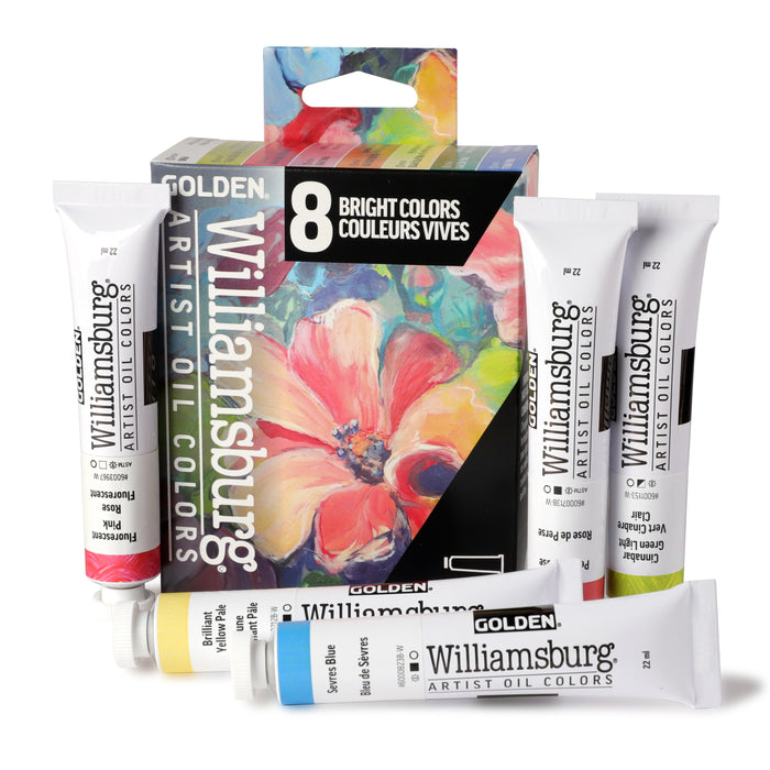 Williamsburg Oils Set of 7 x 22ml & 1 x 37ml - Bright Colors