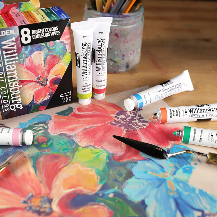 Williamsburg Oils Set of 7 x 22ml & 1 x 37ml - Bright Colors