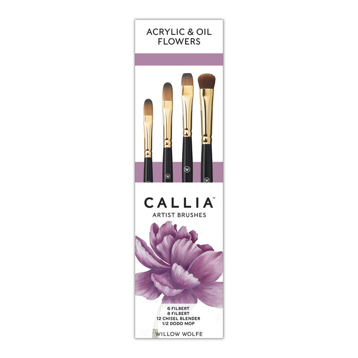 Willow Wolfe Callia Acrylic & Oil Flowers Set of 4