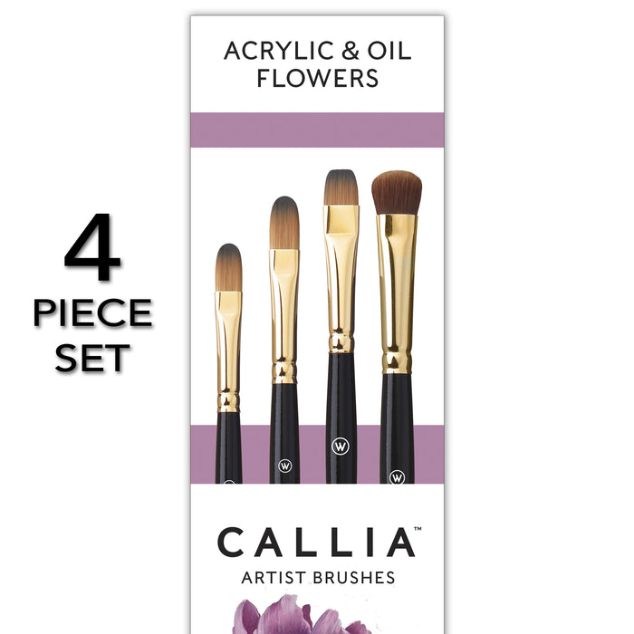 Willow Wolfe Callia Acrylic & Oil Flowers Set of 4