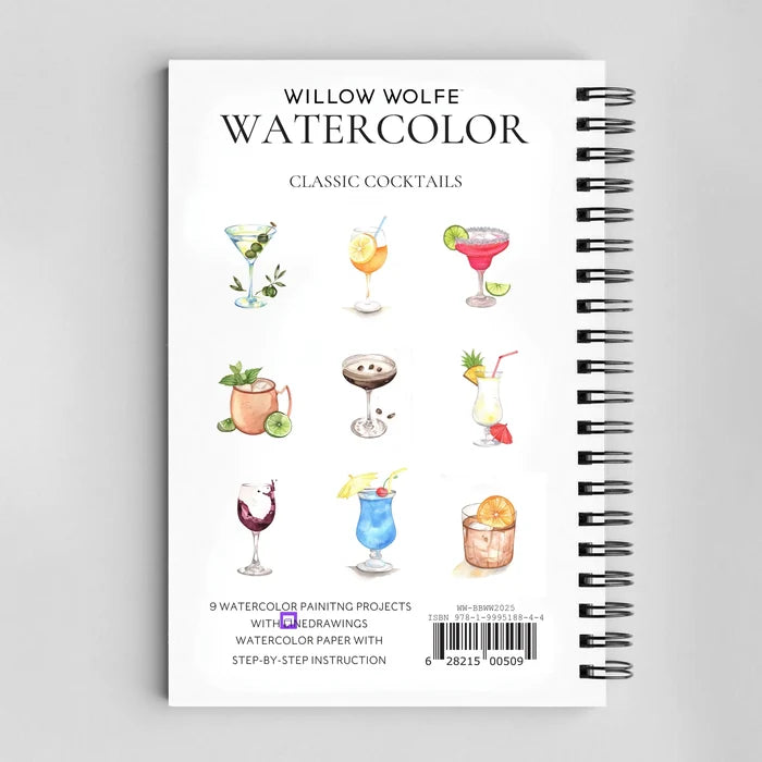 Willow Wolfe Watercolor Workbook - Classic Cocktails