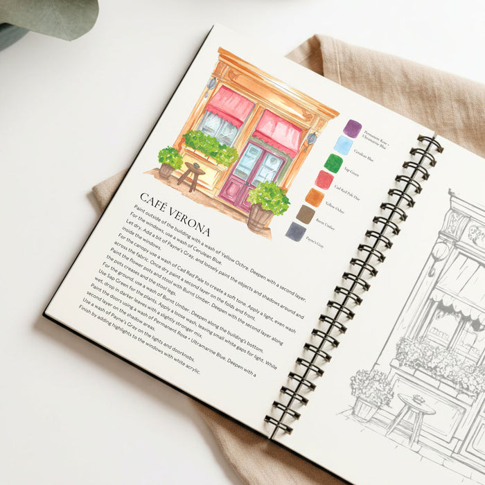 Willow Wolfe Watercolor Workbook - Cozy Cafes