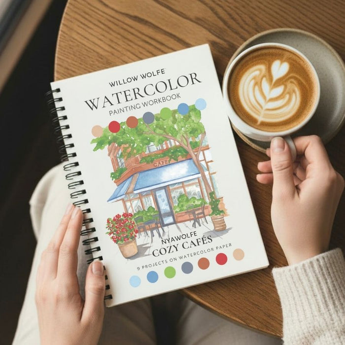 Willow Wolfe Watercolor Workbook - Cozy Cafes