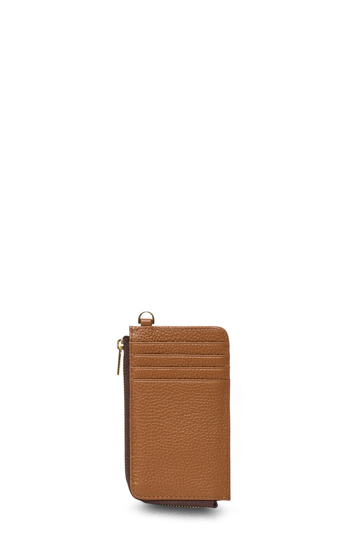 Brown leather phone case on a white background