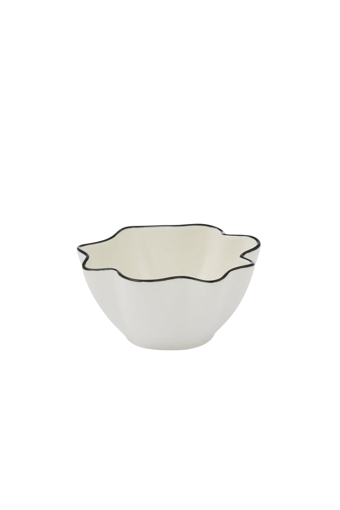 black and white wavy ceramic bowl