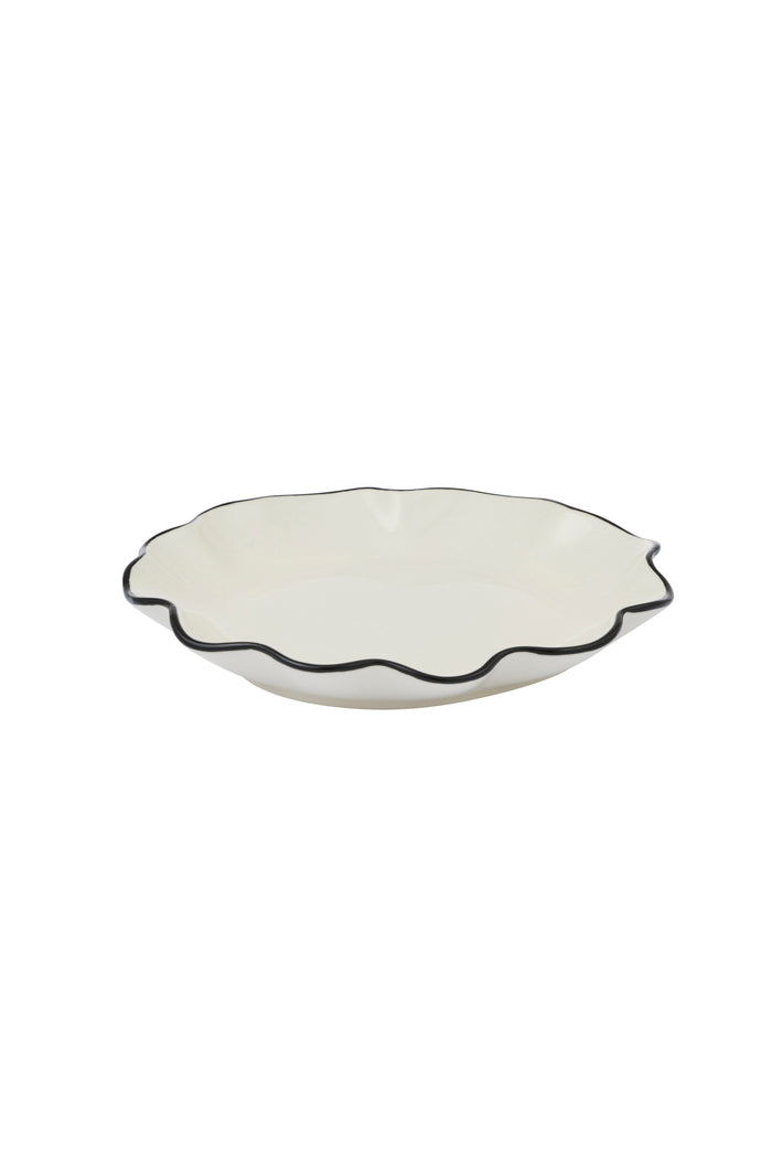 ceramic wavy plate with black trim