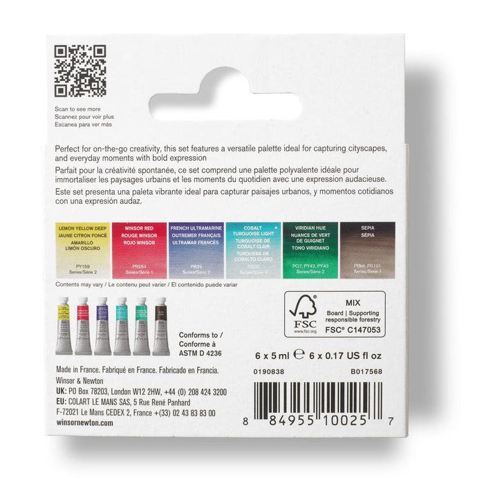 Winsor & Newton Professional Watercolour Tube Set of 6 Urban Sketching Colours