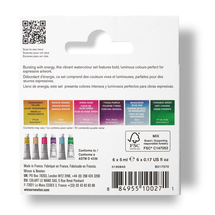 Winsor & Newton Professional Watercolour Tube Set of 6 Vibrant Colours